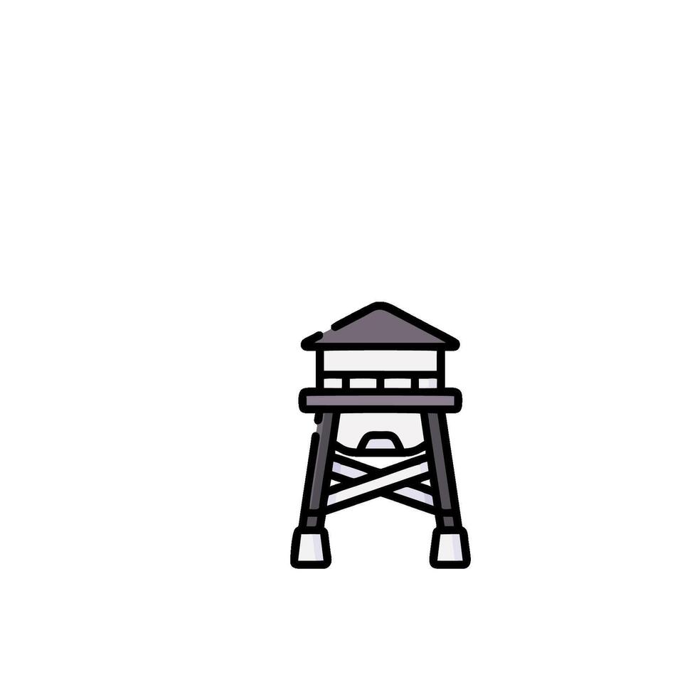 A drawing of a tower with a roof vector