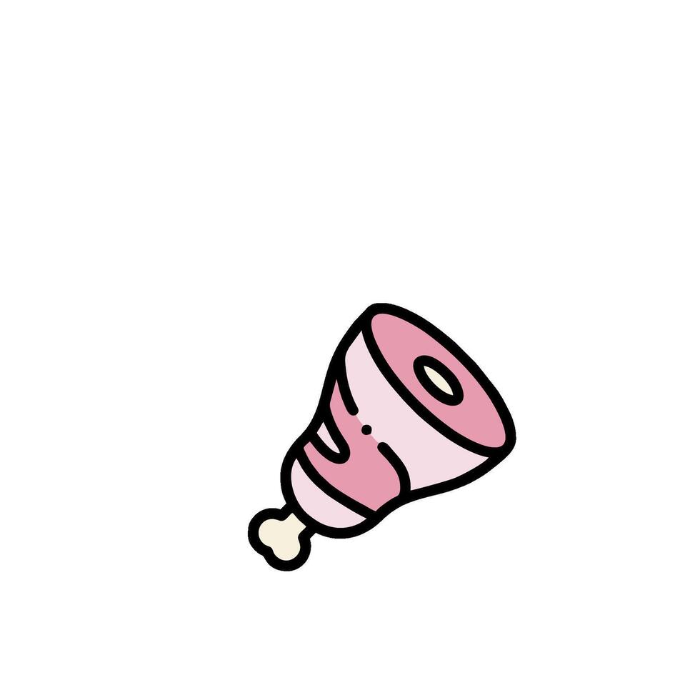 A pink chicken with a bone on it vector