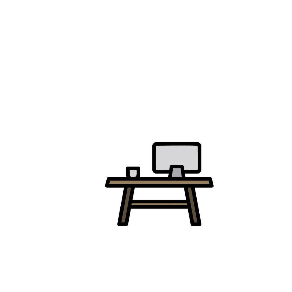A computer and a cup of coffee on a table vector