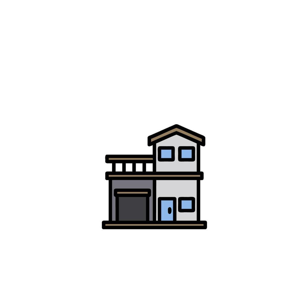 A house with a garage on the side of it vector