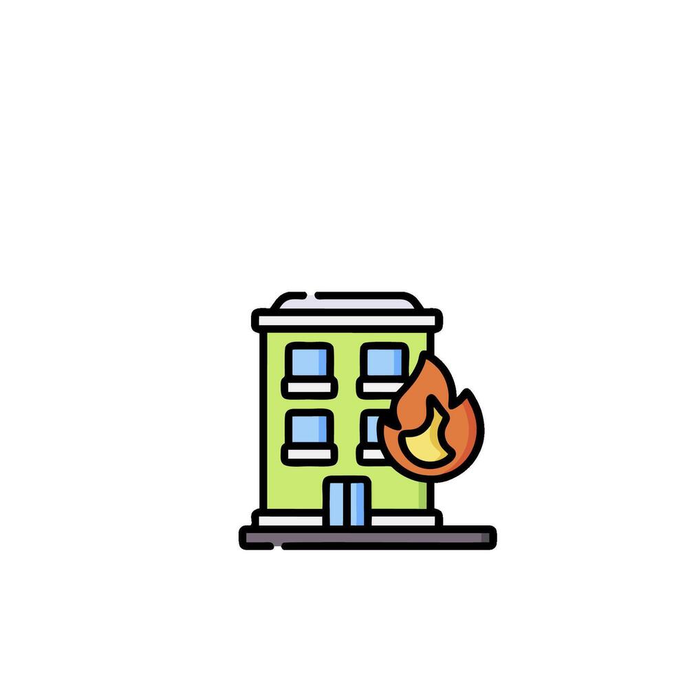 Fire and building icon illustration vector