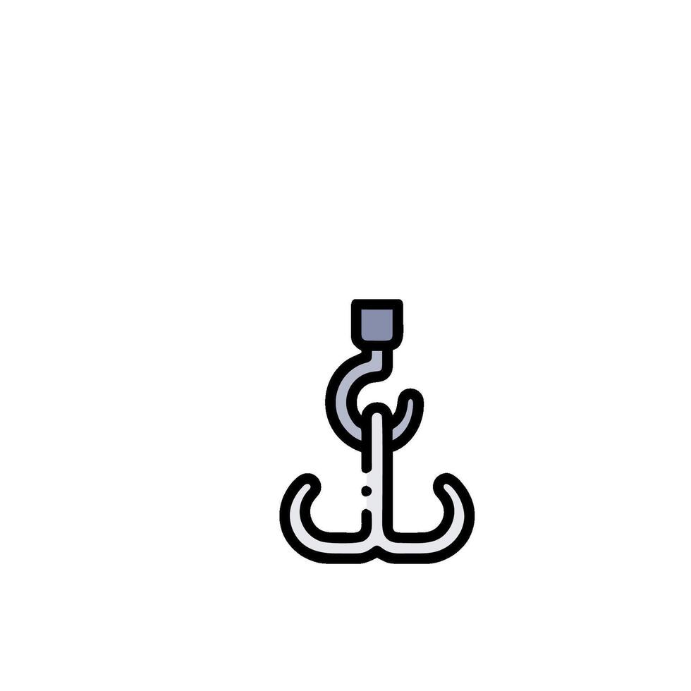 A hook and a rope are shown in a line vector
