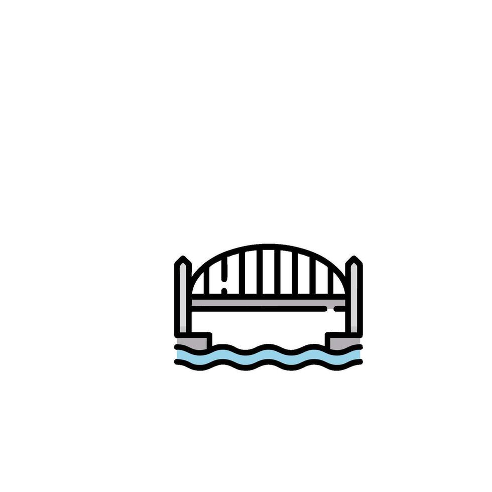 A bridge over water with a sign that says bridge vector
