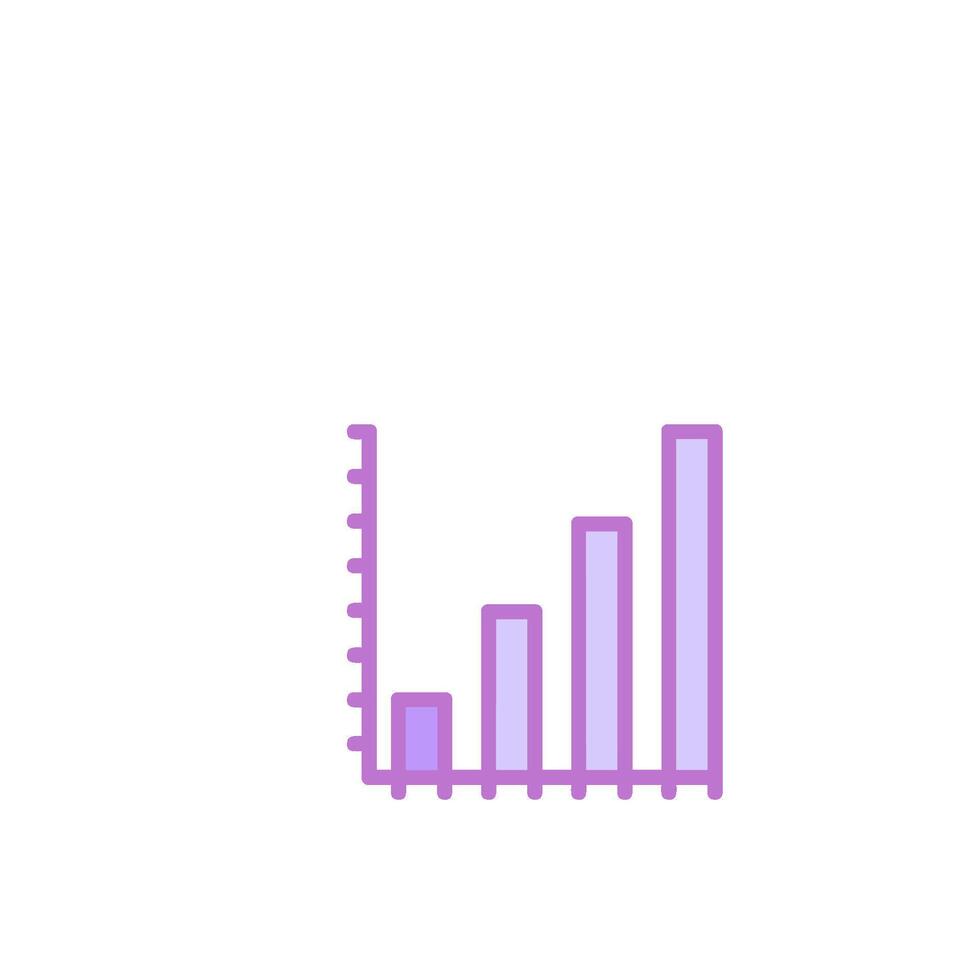 A purple bar graph with a purple line vector