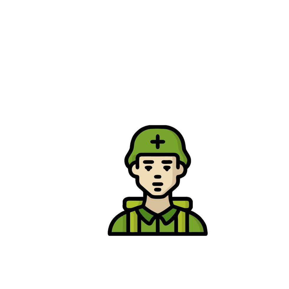 A soldier icon with a green hat and green uniform vector
