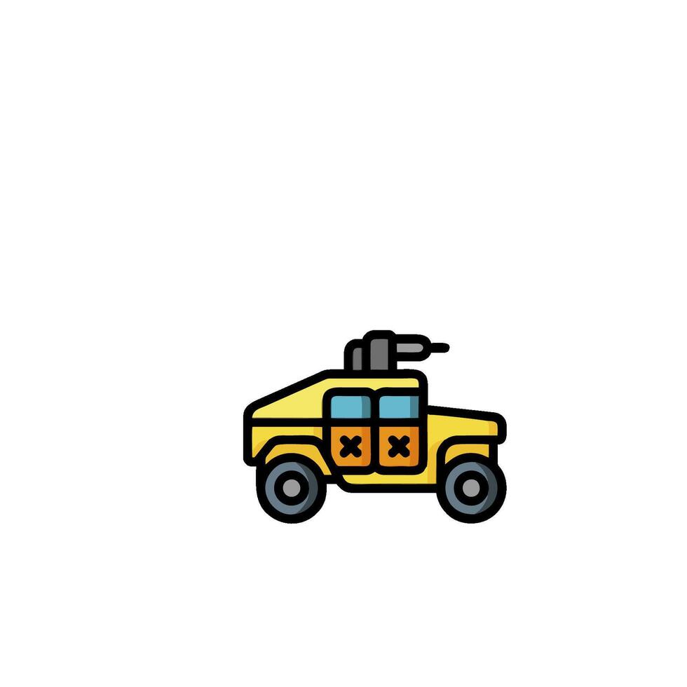 A cartoon vehicle with a gun on top vector