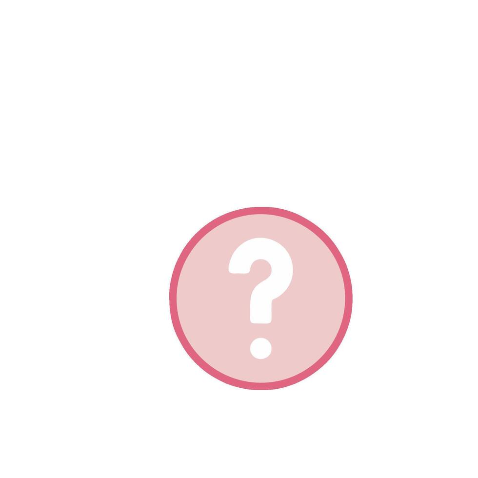 A pink circle with a question mark on it vector