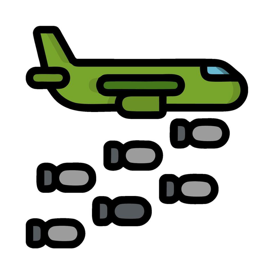 A green airplane flying over a group of bombs vector