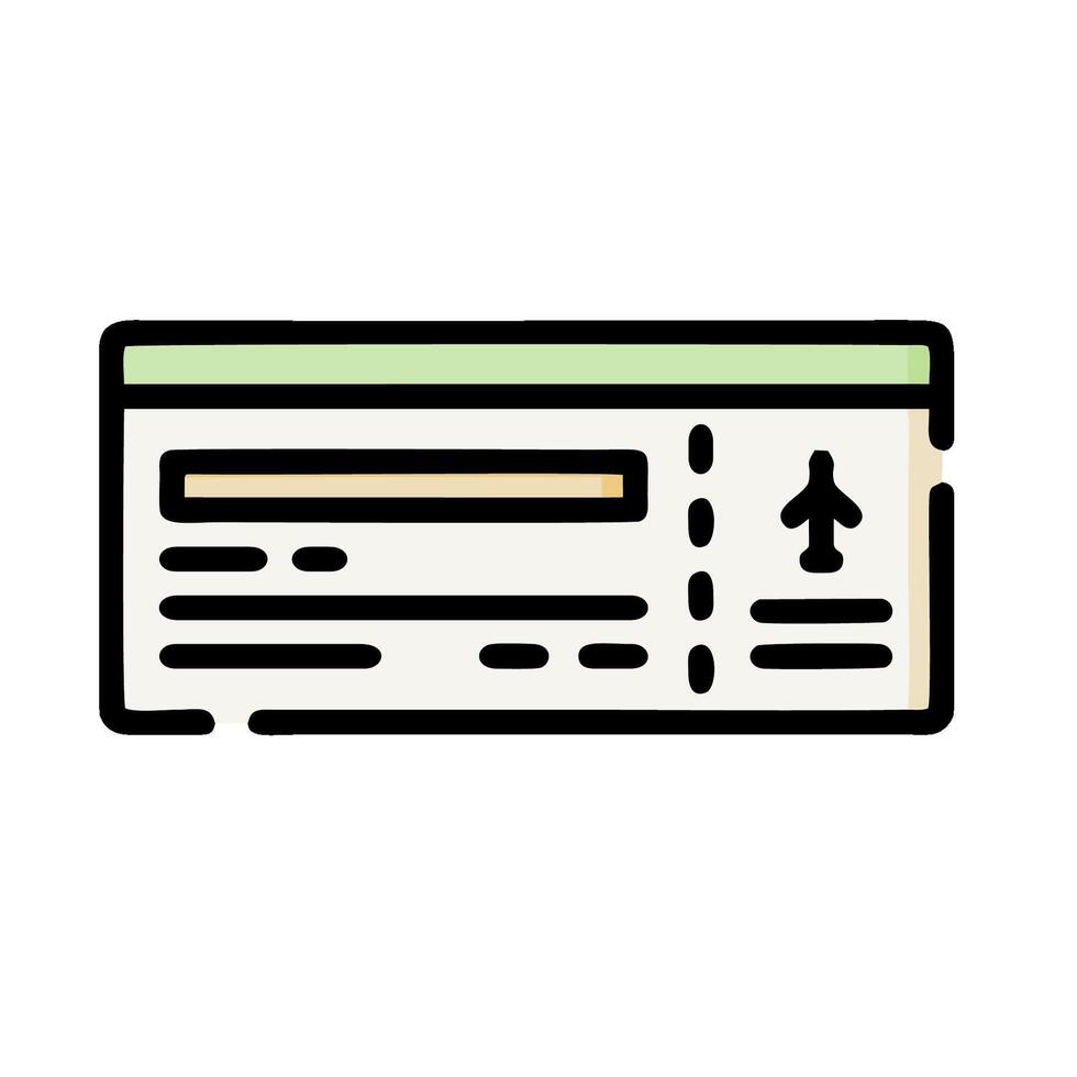 A ticket icon with a green arrow pointing down vector