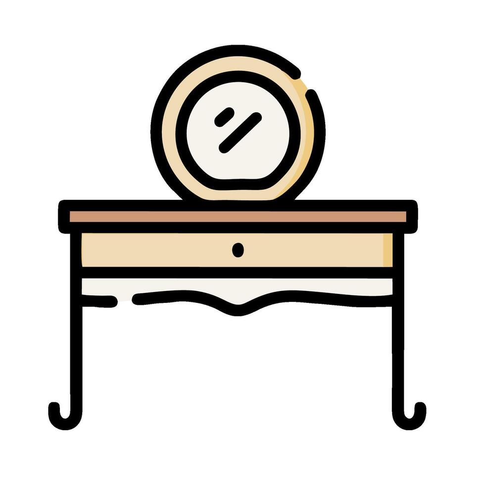 A table with a mirror on it and a lamp vector