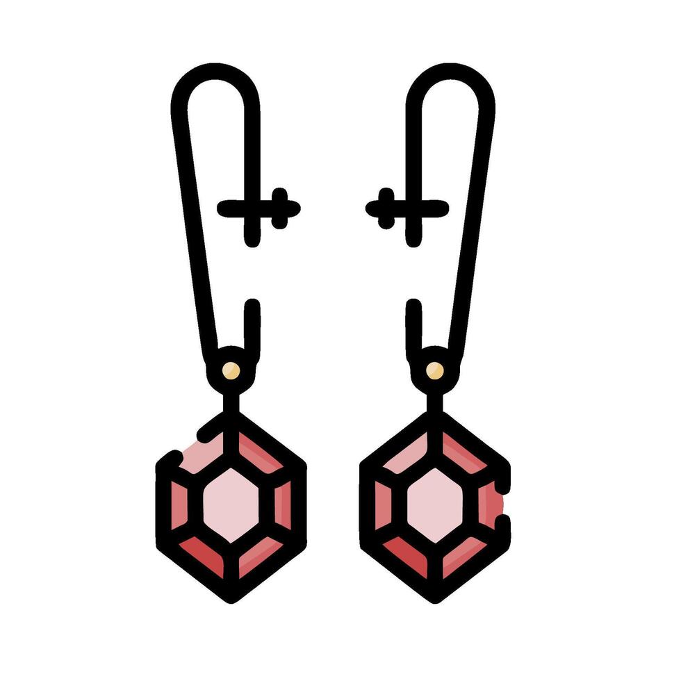 A pair of earrings with pink crystals vector