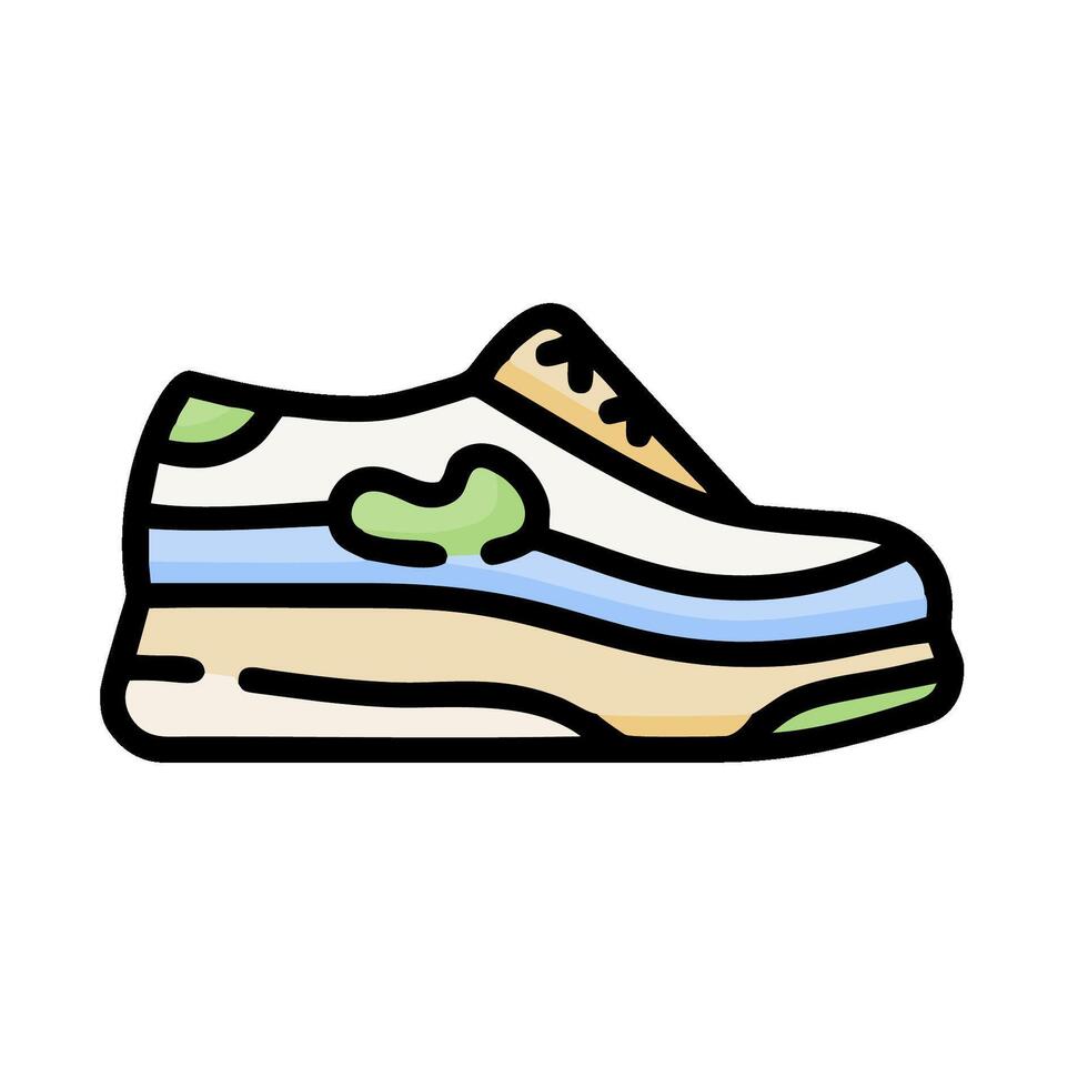 A shoe with a green and blue color scheme vector