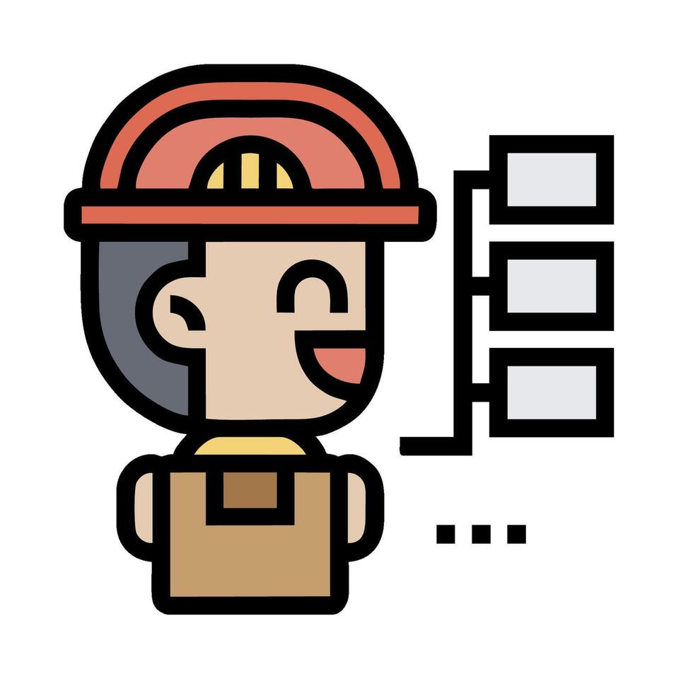 A cartoon man in a hard hat and a box vector
