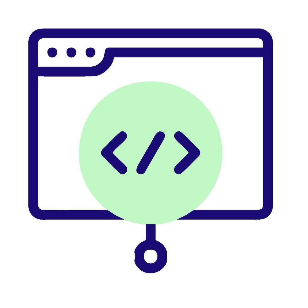 A computer screen with a code symbol on it vector
