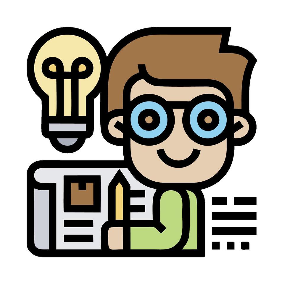 A man with glasses and a light bulb is holding a newspaper vector