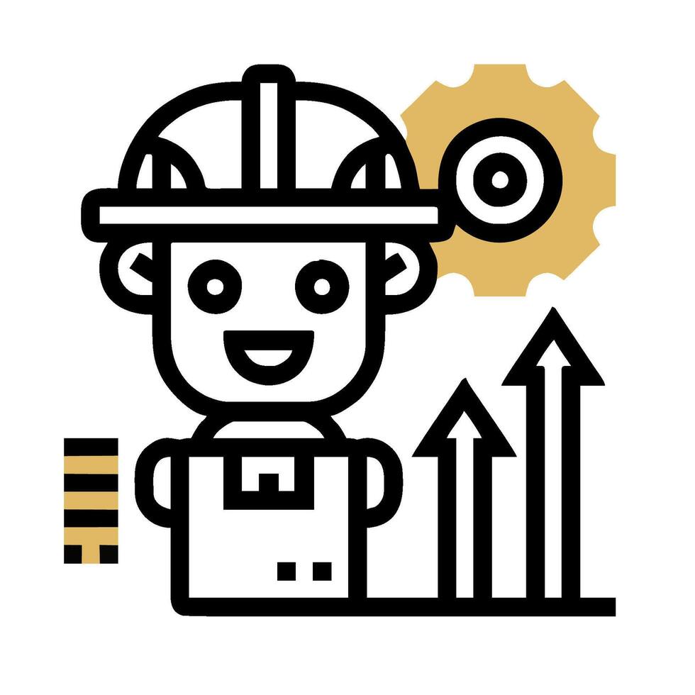 A man in a hard hat and a sign that says construction vector
