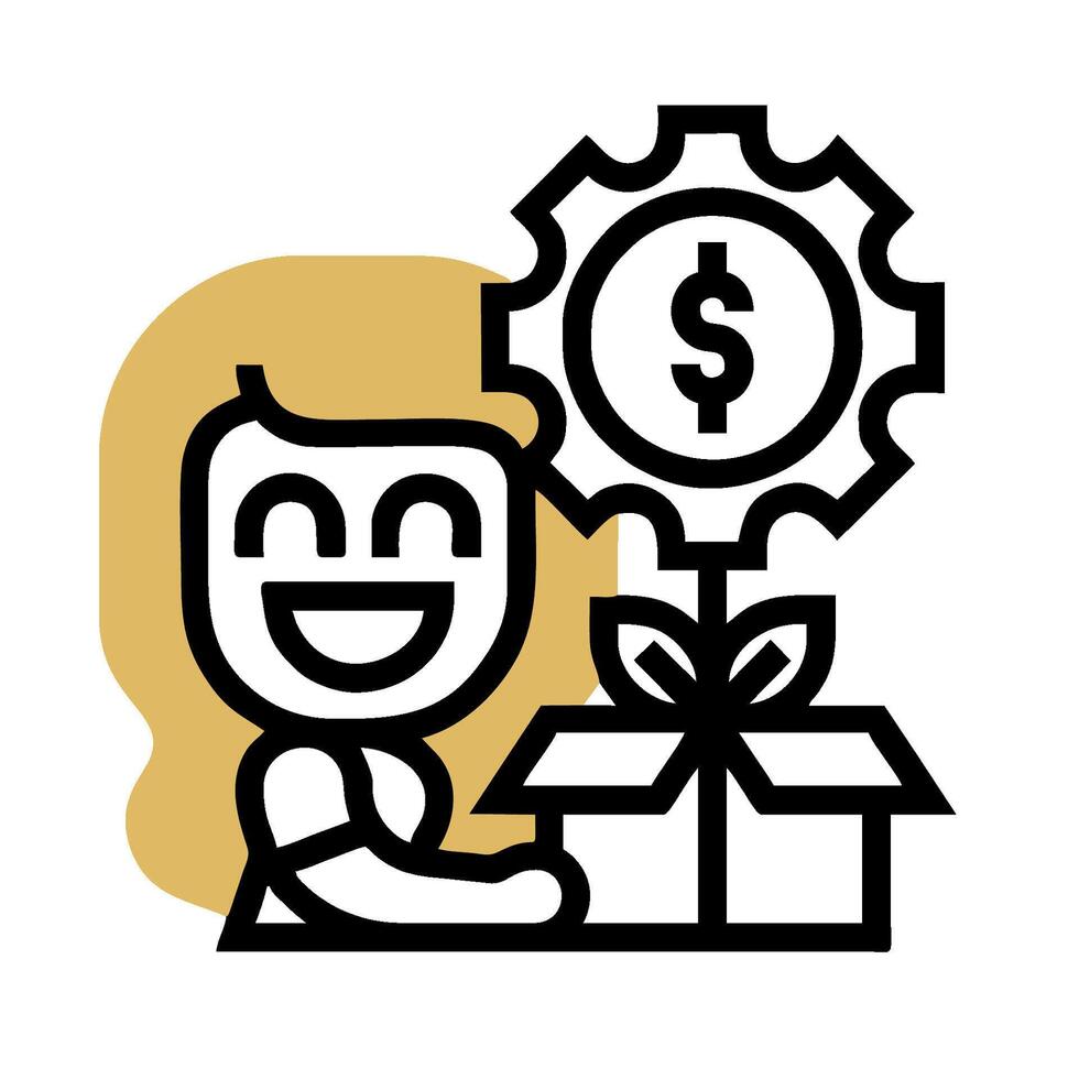 A man holding a box with a dollar sign on it vector