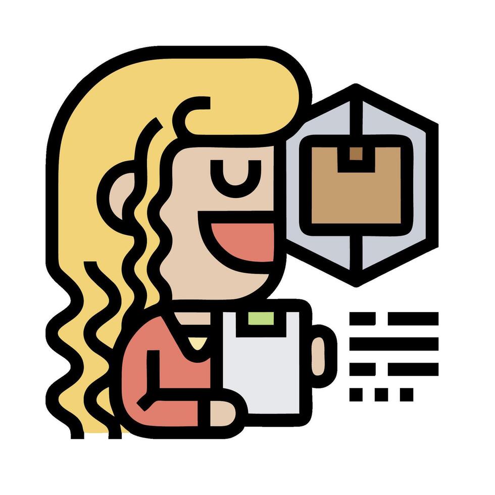 A woman holding a box with a paper clip vector