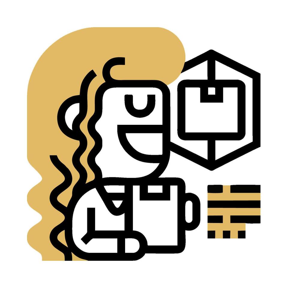 A woman holding a book and a phone vector