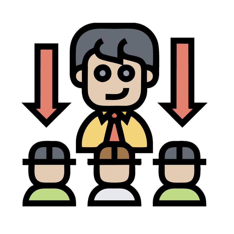 A man is surrounded by people and arrows vector