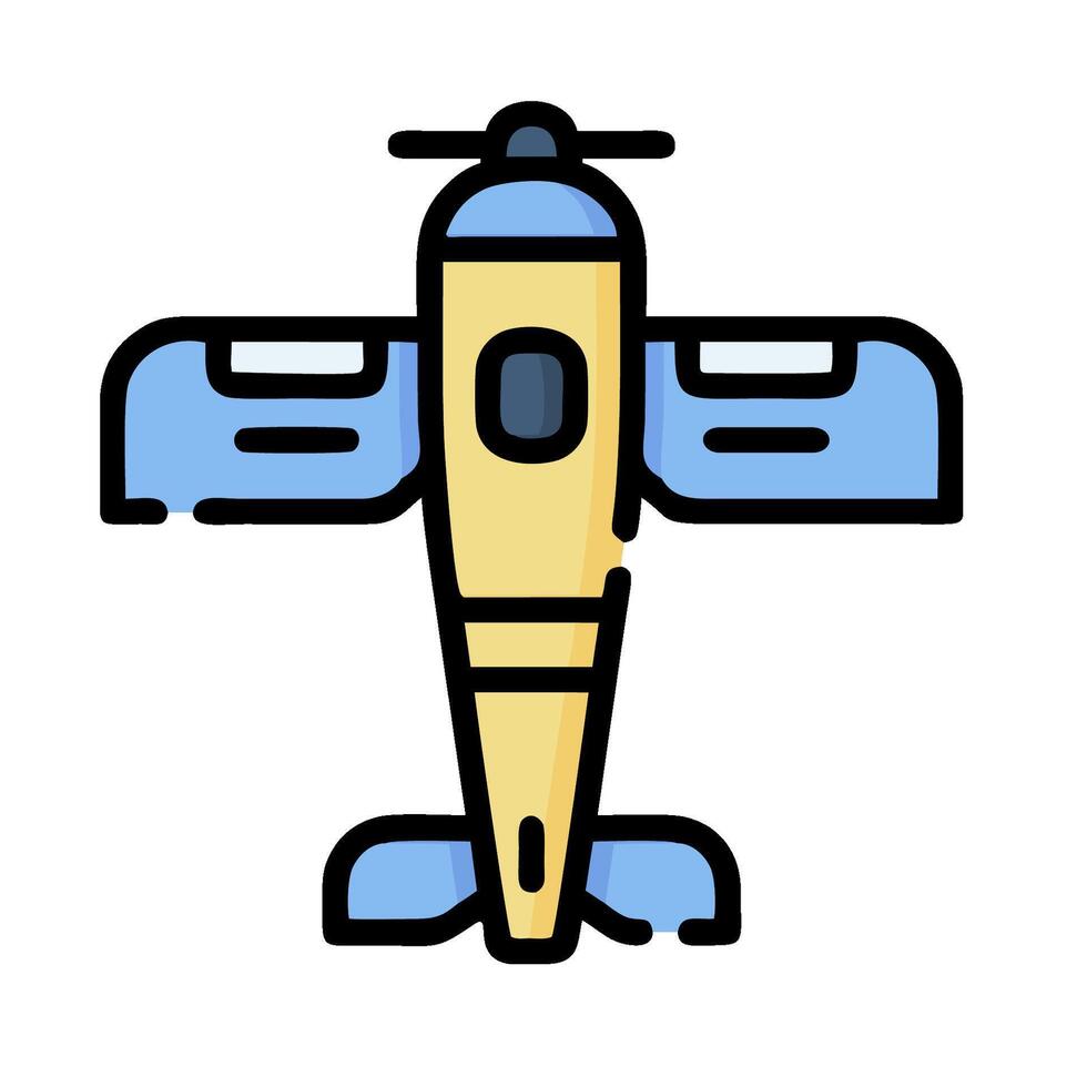 A small airplane with a blue and yellow color scheme vector