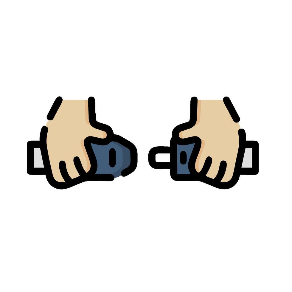 Two hands holding a screwdriver and a screwdriver vector