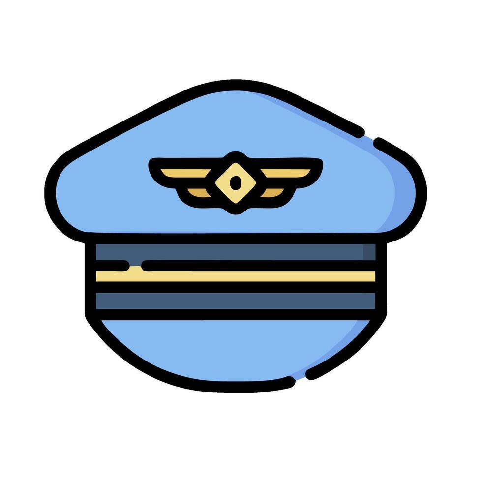 A blue pilot's hat with a gold star on it vector