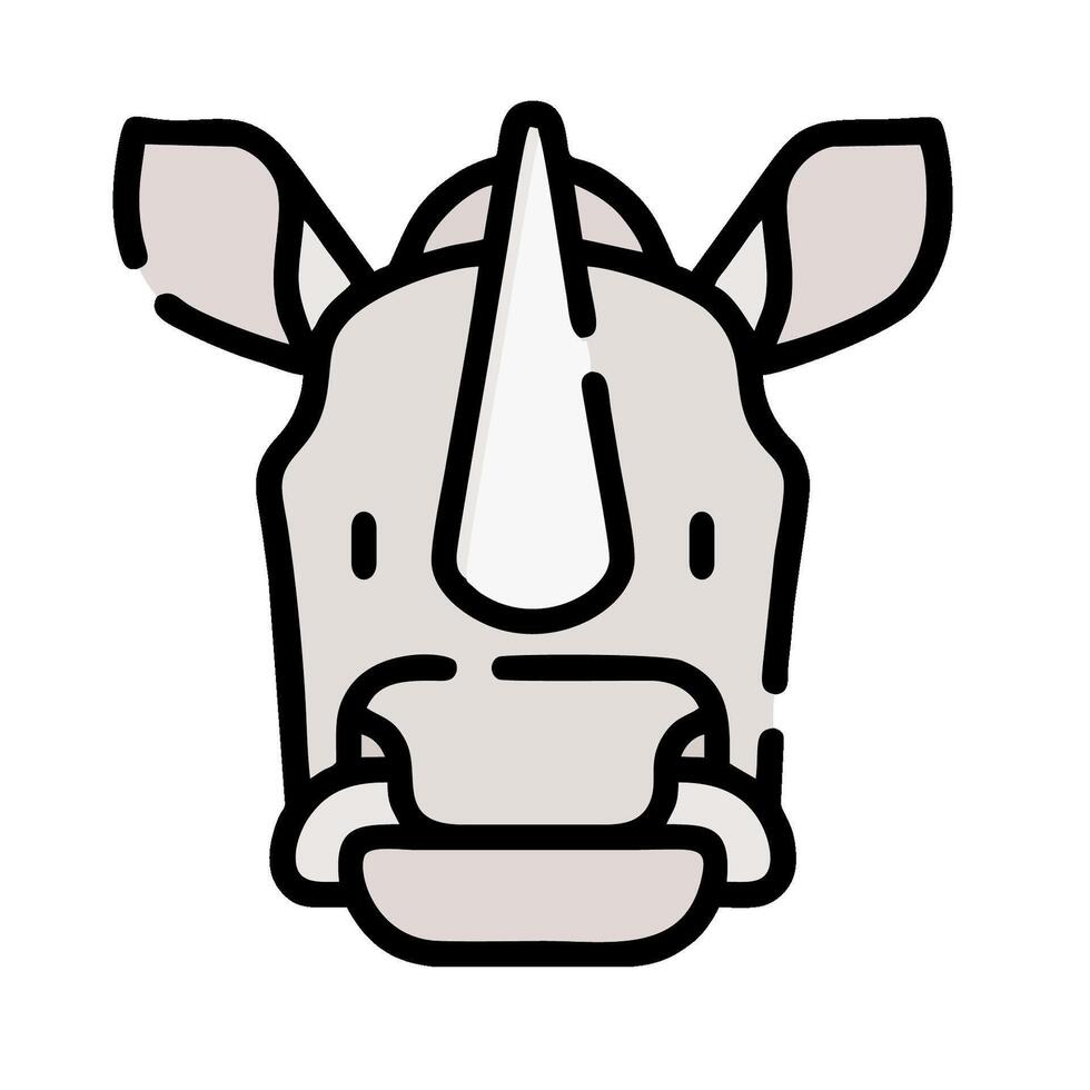 A rhino head with a long horn on it vector