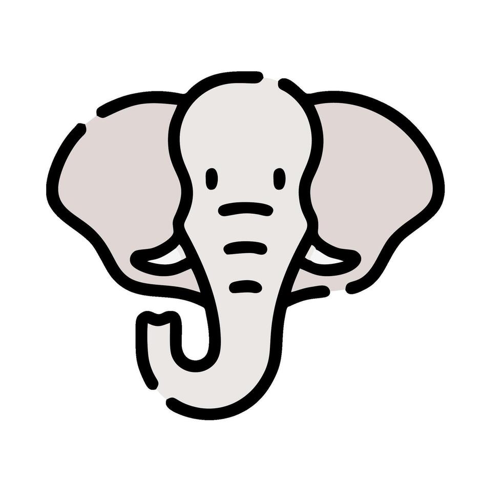 An elephant head with a long trunk on a white background vector