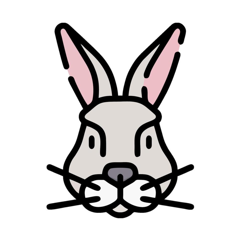 A rabbit head with a pink nose and ears vector