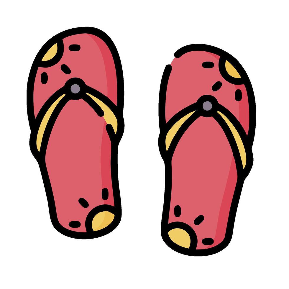 A pair of flip flops with a red and yellow design vector