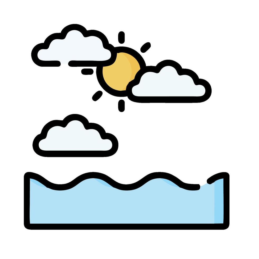 A sun and clouds over the ocean vector