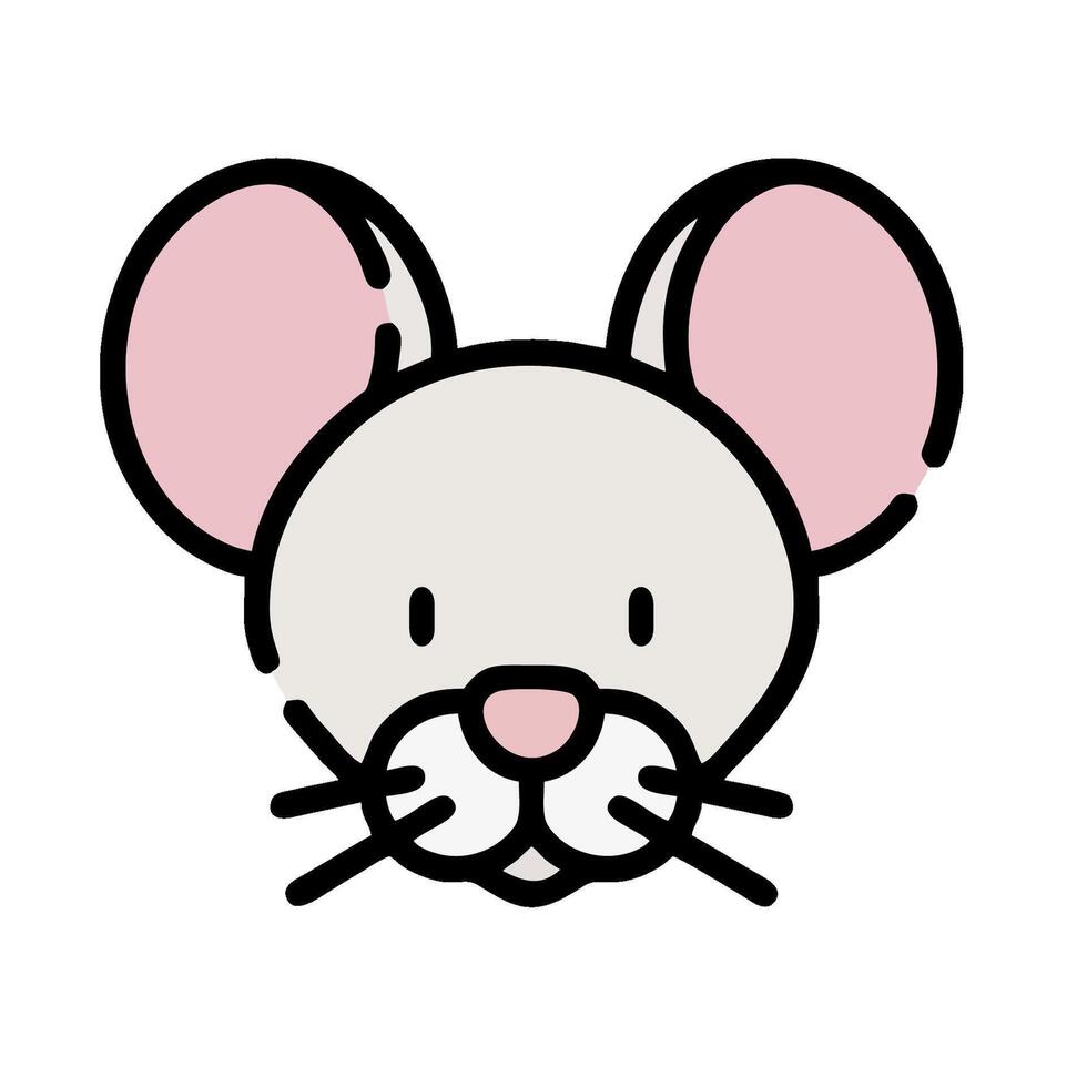 A cartoon mouse with pink ears and a white background vector