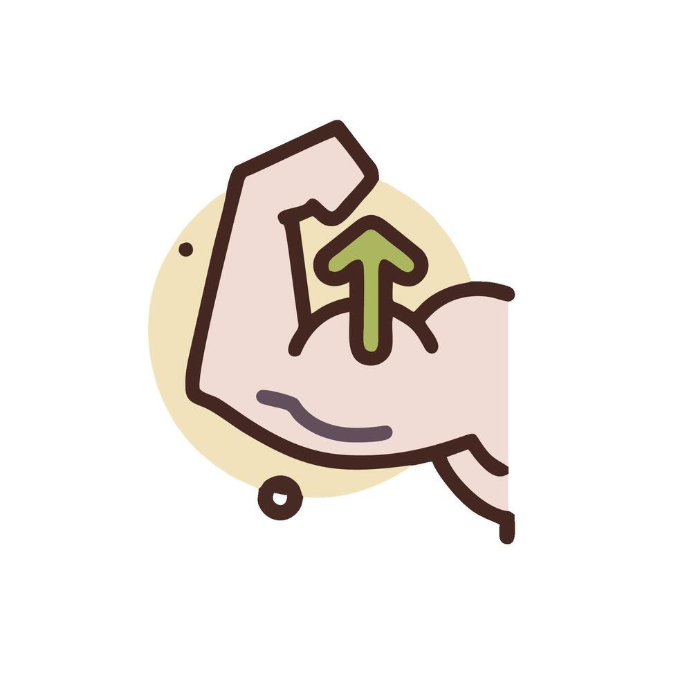 a man's arm with a green arrow pointing up vector