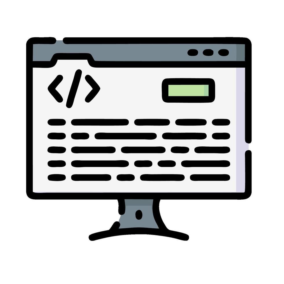 A computer monitor with a code on it vector