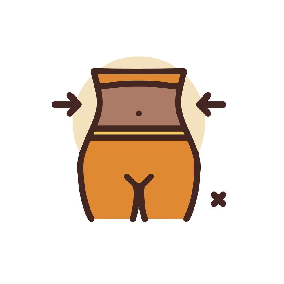 A woman's waist is being measured in an orange shorts vector
