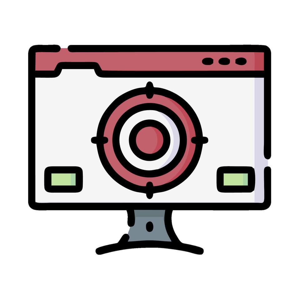A computer monitor with a red and white design vector