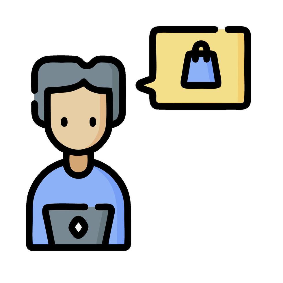 A man with a shopping bag and a speech bubble vector