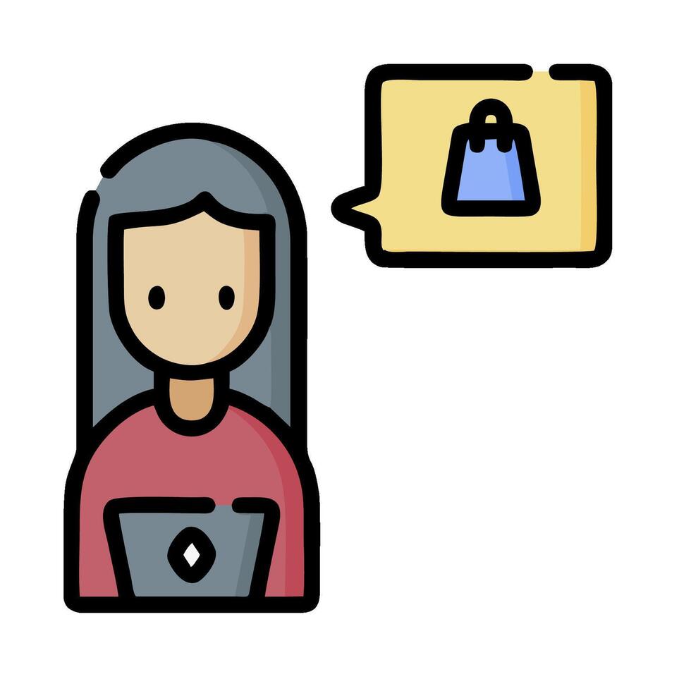 A woman is talking to a person with a shopping bag vector