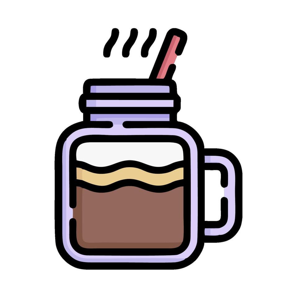 coffee mug with a straw and a drink in it vector