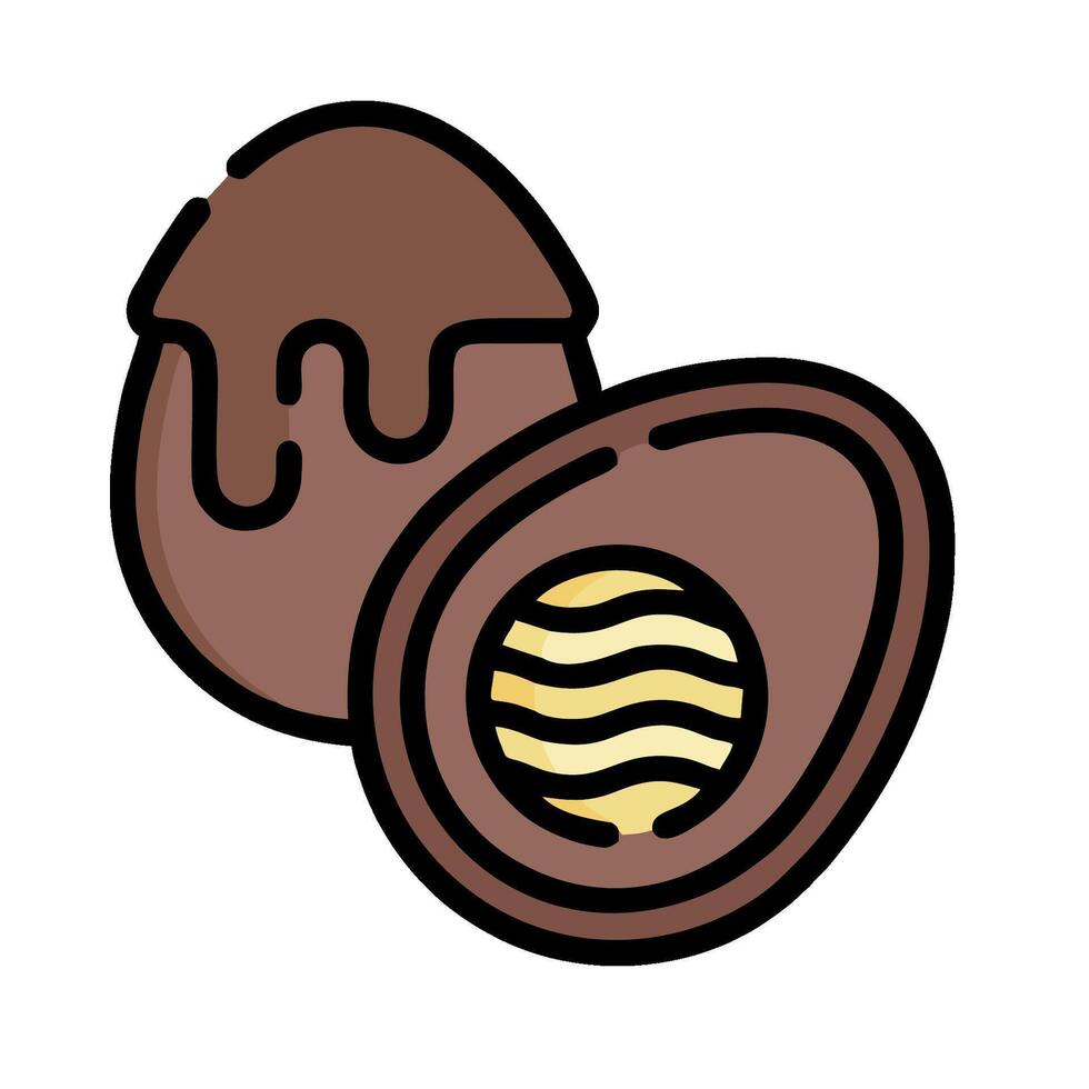 chocolate easter egg with chocolate filling illustration design vector