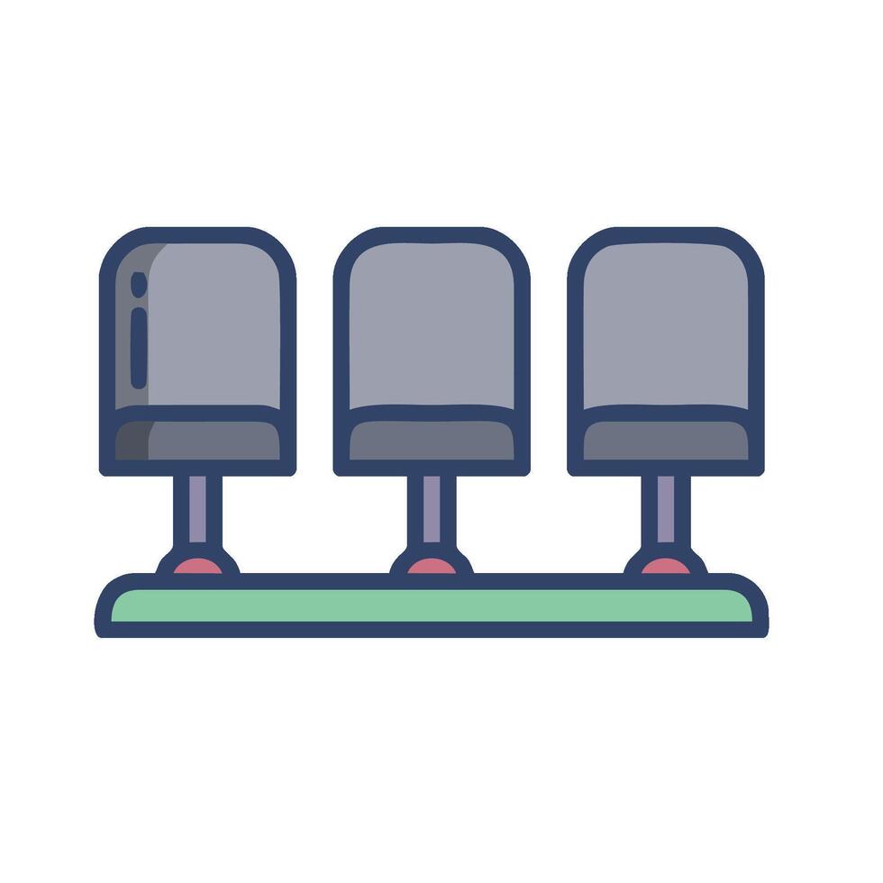 three chairs are sitting on a green surface vector