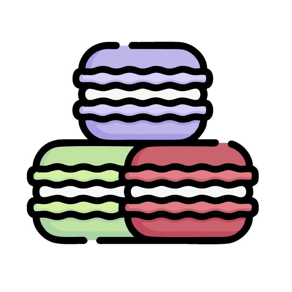 a stack of three macarons on a white background vector