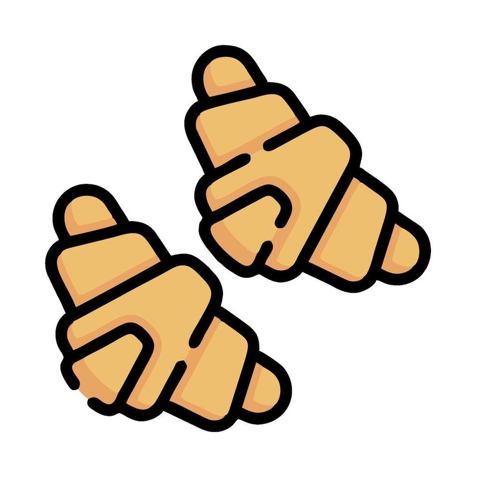 two croissants are shown in a cartoon style vector