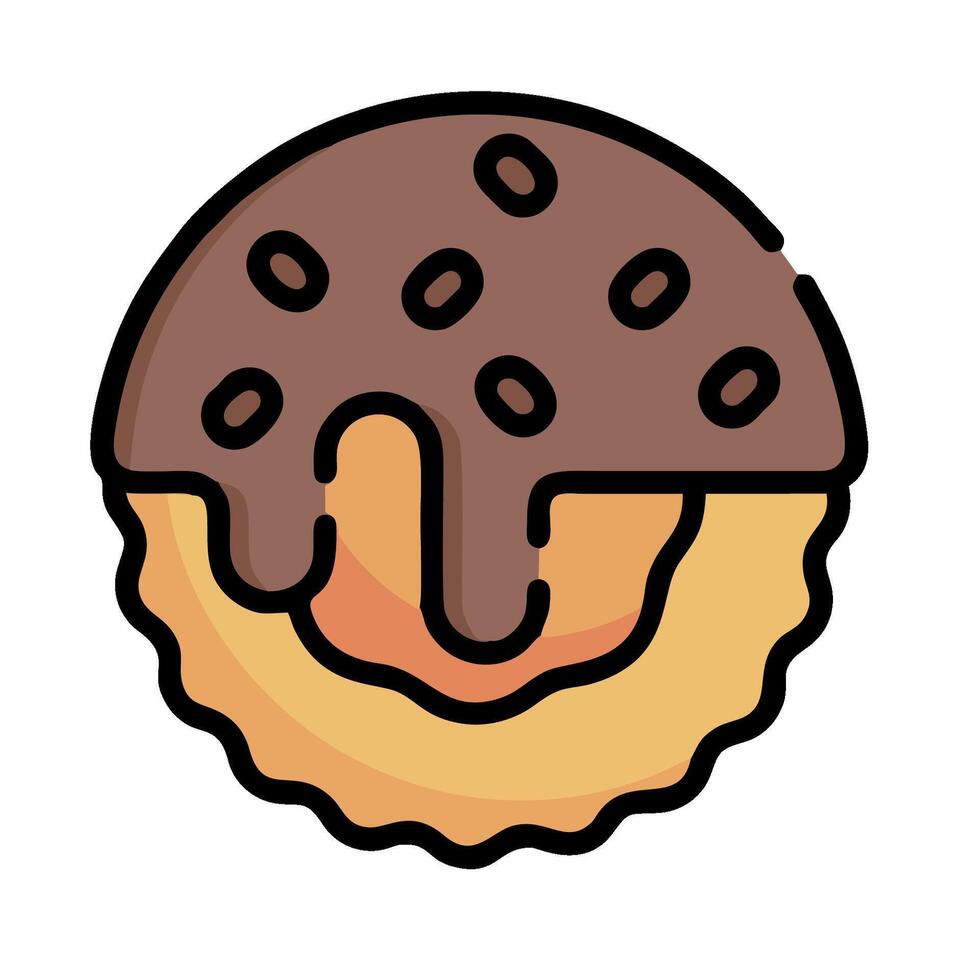 a donut with chocolate and coffee on it vector