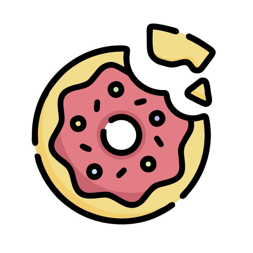 a donut with a bite taken out of it vector