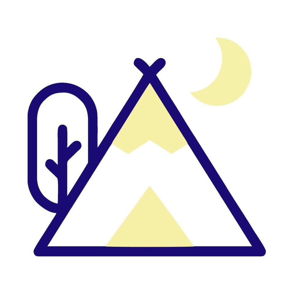 a tent with a tree and moon in the background vector