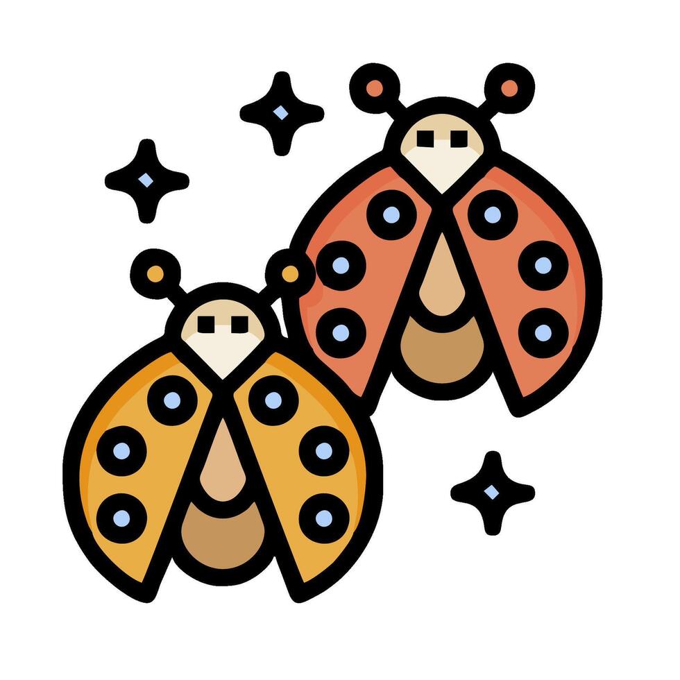 two ladybugs with stars on their backs vector