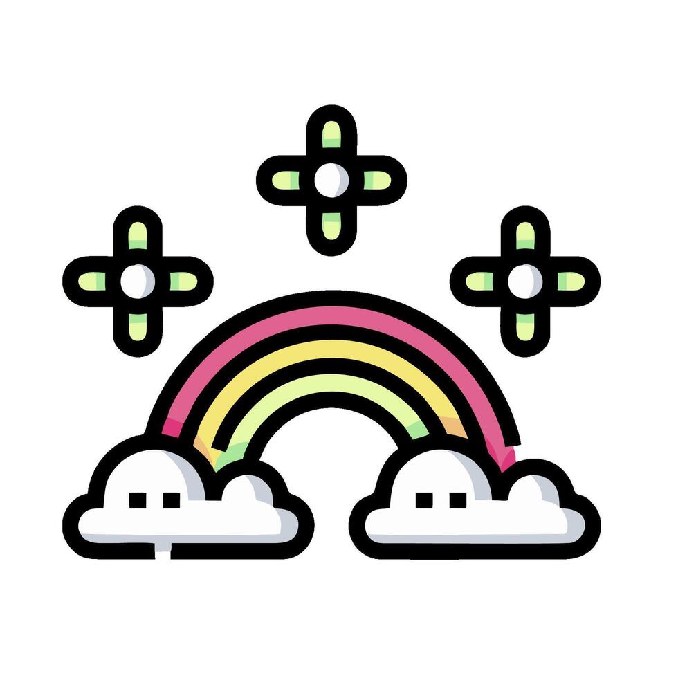 a rainbow and clouds with crosses on it vector