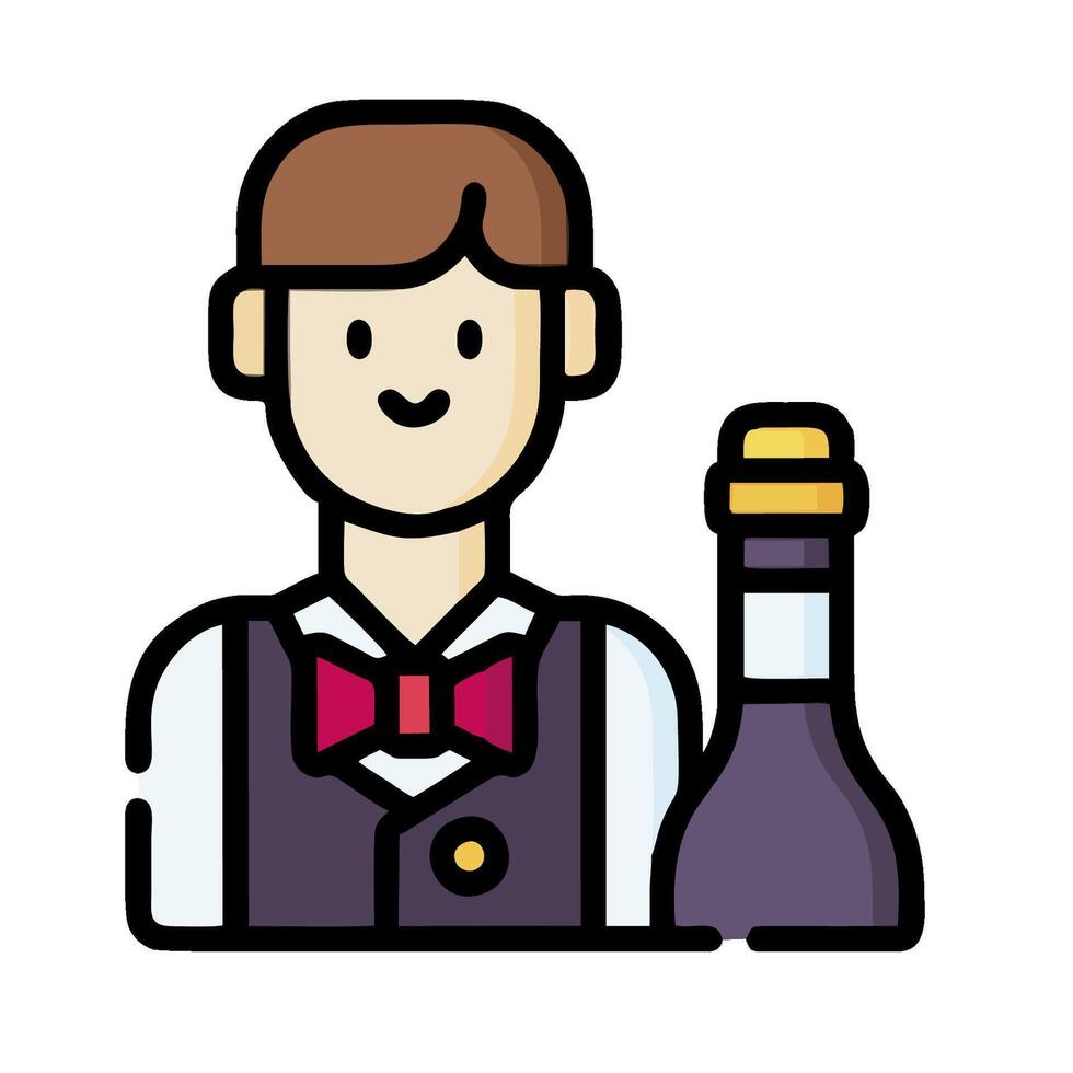 a man with a bottle of wine and a bow tie vector